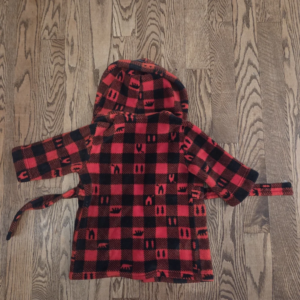 Cat & Jack - Red and Black Buffalo Plaid Robe - 2T/3T